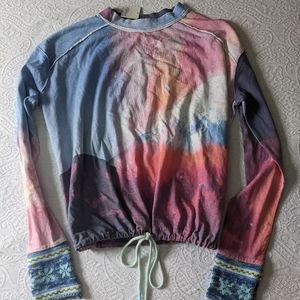 Free People Long Sleeve Graphic Tee With Drawstring